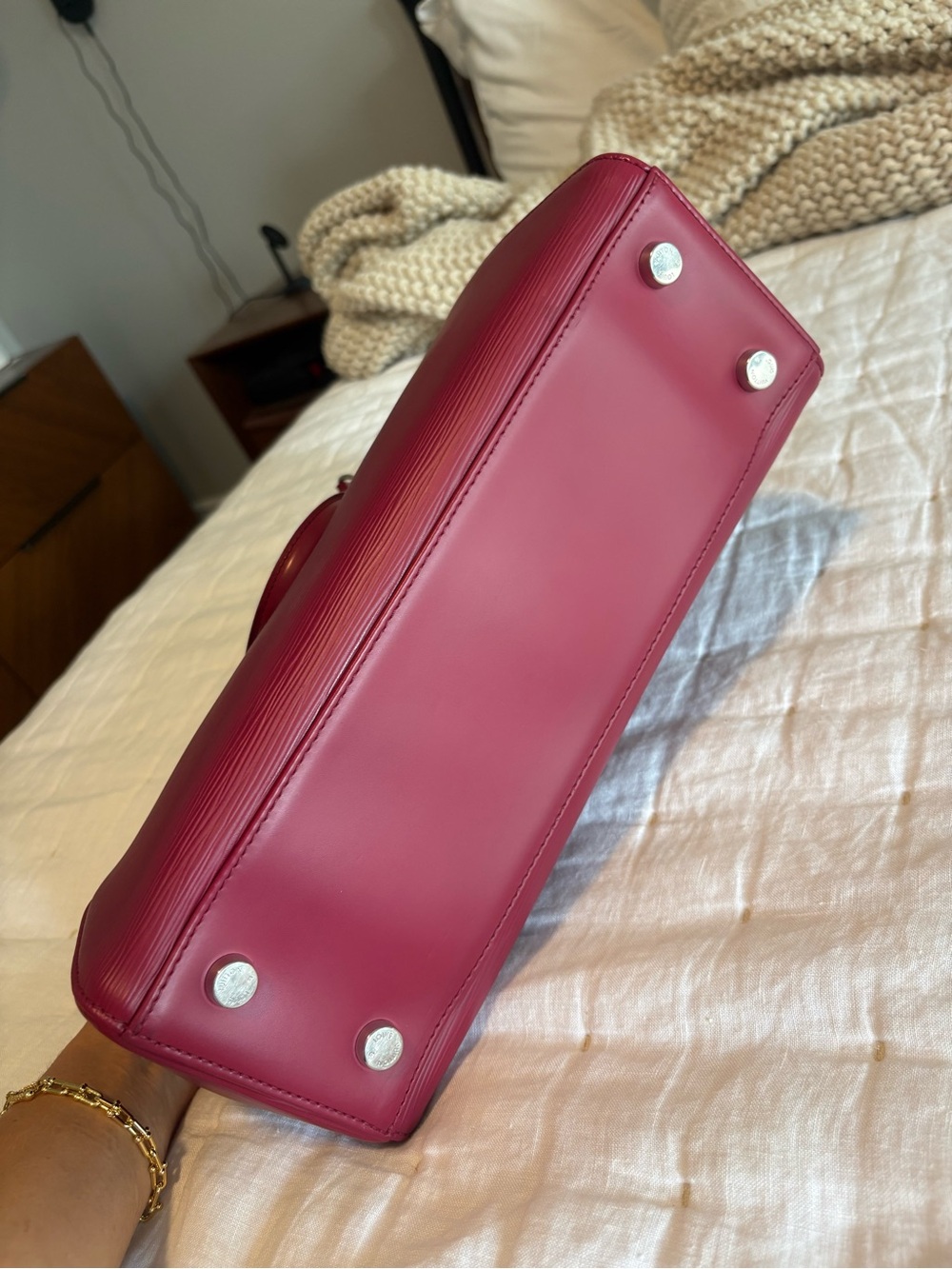 Louis Vuitton Brea MM Burgundy/Pink Epi Leather Satchel with Scarf Accent, VGUC! - Picture 9 of 16
